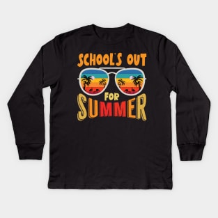 Vintage Style Sunset Summer Dress School's Out For Summer Kids Long Sleeve T-Shirt